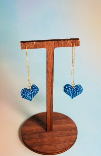 Blaue herz ohrringe perlen - blaue,