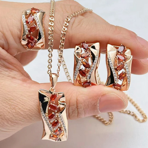 Roségold schmuckset zirkon - roségold,