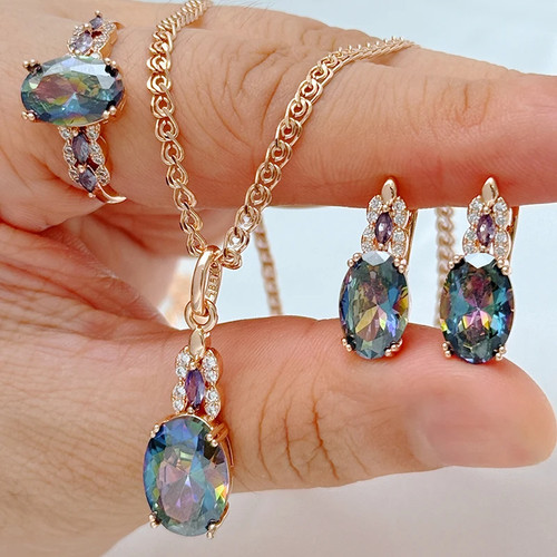 Zirkon schmuck set damen - set,