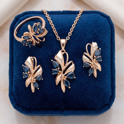Schmuckset blau schmetterling - blau,