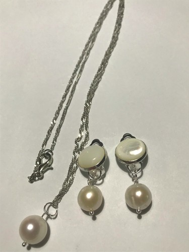Ohrclips/Kette/Set/Naturzuchtp