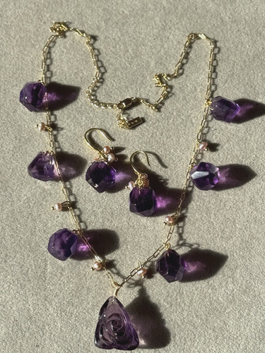 Set kette ohrringe - set, amethyst