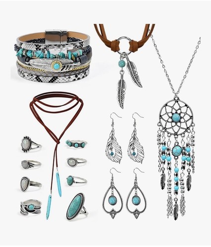 Boho schmuck set - türkis, damen