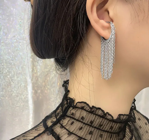 Clip ohrhänger lange kette - ohrhänger,