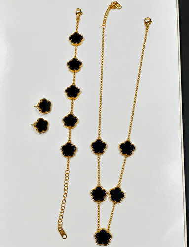 Metall schmuckset gold - metall-schmuckset, gold/schwarz