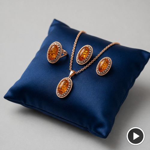 Schmuckset ovaler bernstein - schmuckset,