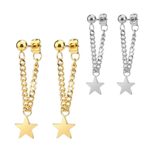 Ohrstecker mit kette stern - ohrstecker,